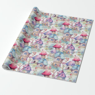 Gratis Paddenstoelenhuisjes Patroon (6) Cadeaupapier