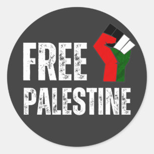 GRATIS PALESTINA HANDFIST zwart Ronde Sticker