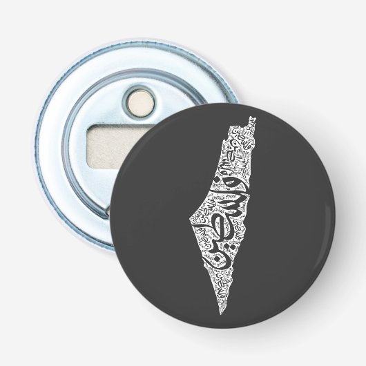 Gratis Palestina kaart en vlag فلسطين Button Flesopener (Voorkant)