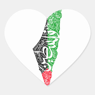 Gratis Palestina kaart en vlag فلسطين Hart Sticker
