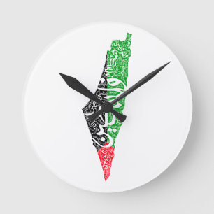 Gratis Palestina kaart en vlag فلسطين Ronde Klok