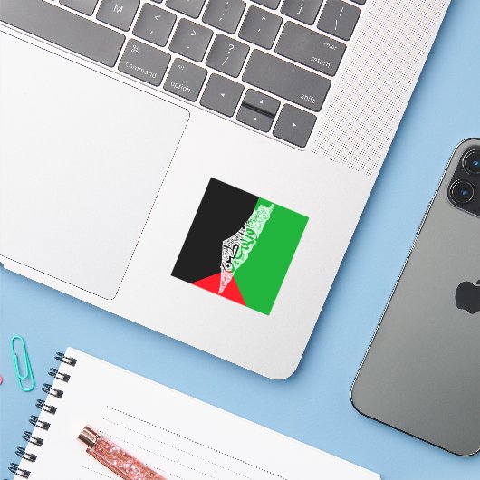 Gratis Palestina kaart en vlag فلسطين Sticker (Laptop met iPhone)