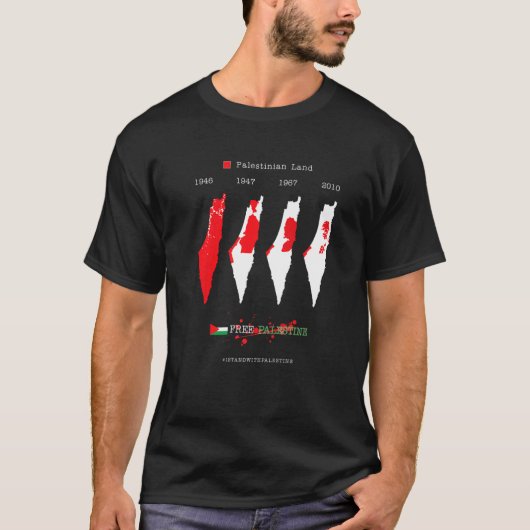 Gratis Palestina Kaart Vlag Vrij Gaza Ik sta met P T-shirt (Voorkant)