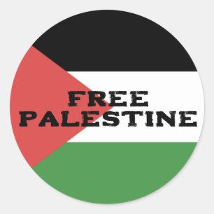 GRATIS PALESTINA VLAG ROOD ZWART GROEN WIT RONDE STICKER