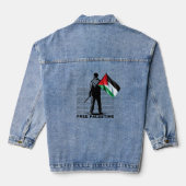GRATIS PALESTINE WIT T SHIRT VOOR MAN DENIM JACKET (Achterkant)