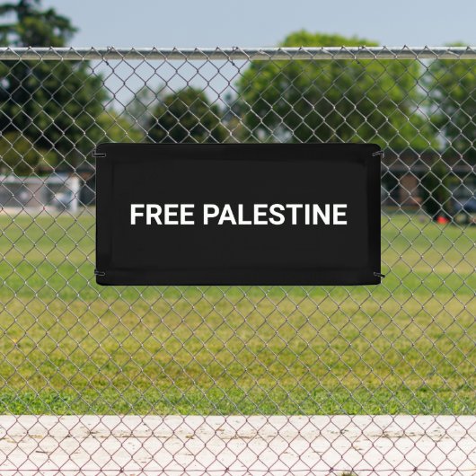 Gratis Palestine zwart wit aangepaste tekst minima Spandoek (Insitu)