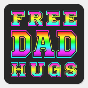 Gratis papa knuffels in kleurrijke regenboog typog vierkante sticker