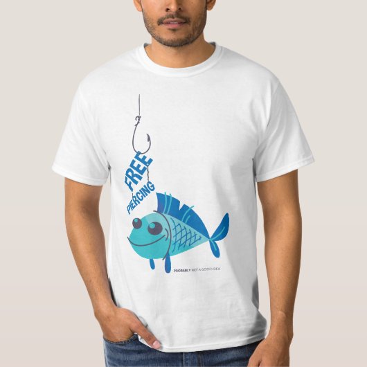 Gratis piercing – Grappig Gevist Cartoon T-shirt (Voorkant)