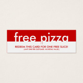 Gratis pizza coupon mini visitekaartjes