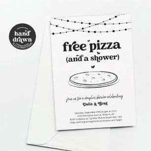 Gratis Pizza Funny Couple's Douche Uitnodiging