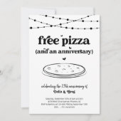 Gratis Pizza Funny Jubileum Feestuitnodiging Kaart (Voorkant)