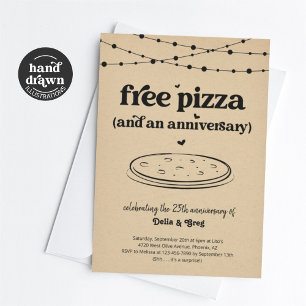 Gratis Pizza Funny Jubileum Feestuitnodiging Kaart