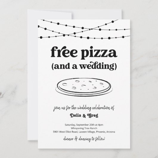Gratis Pizza Grappige bruiloft uitnodiging (Voorkant)