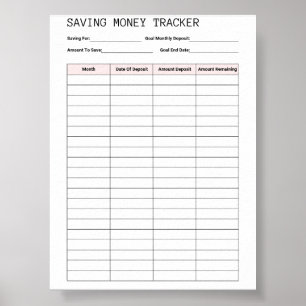 Gratis Printable Bespaar Geld Tracker Sjabloon Poster