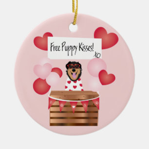 Gratis puppykus Valentijnshond Rood Keramisch Ornament
