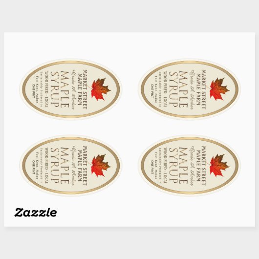 Gratis Rand Maple Syrup met rode suikermaple Leaf Ovale Sticker (Vel)