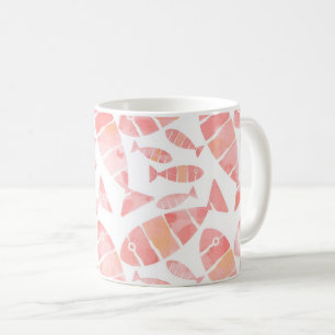 Gratis Roze & Koraal Aquarel Vis Patroon Mok