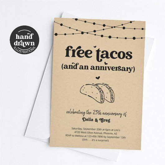 Gratis Taco Grappige Jubileum Feest Uitnodiging