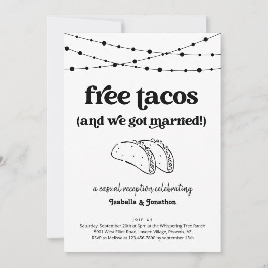 Gratis Taco's Grappige Ontvangst Uitnodiging (Voorkant)