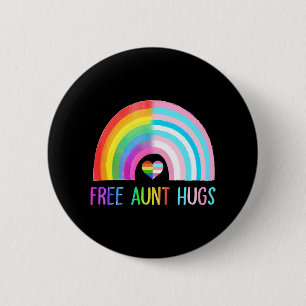 Gratis Tante Hugs Gay Pride LGBTQ LGBT Rainbow Ronde Button 5,7 Cm