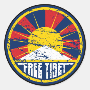 Gratis Tibet ronde Grunge Sticker