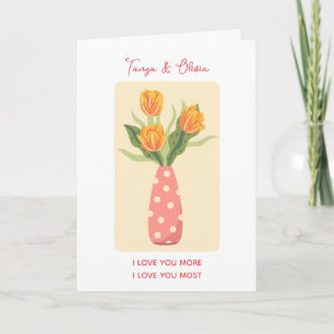 Gratis tulpenboeket illustratie met polka stippen kaart