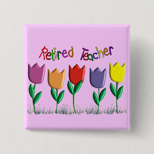 Gratis Tulpschotel voor docenten Vierkante Button 5,1 Cm
