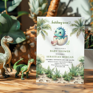 Gratis uitkomende dinosaurus baby shower kaart