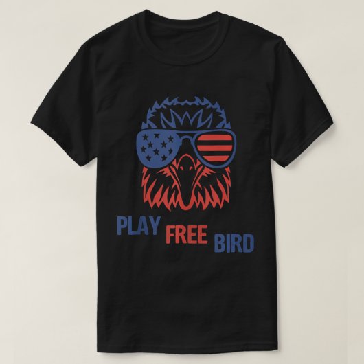 Gratis vogelpatriottische adelaar vanaf 4 juli t-shirt (Design voorkant)