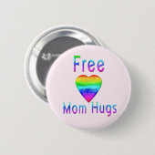 Gratis Waterverf van mam Hugs Rainbow LGBTQ Ronde Button 5,7 Cm (Voorkant /achterkant)