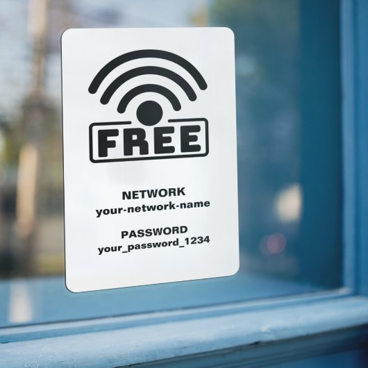 Gratis WIFI Connect Netwerk & Wachtwoord Wit Raamsticker