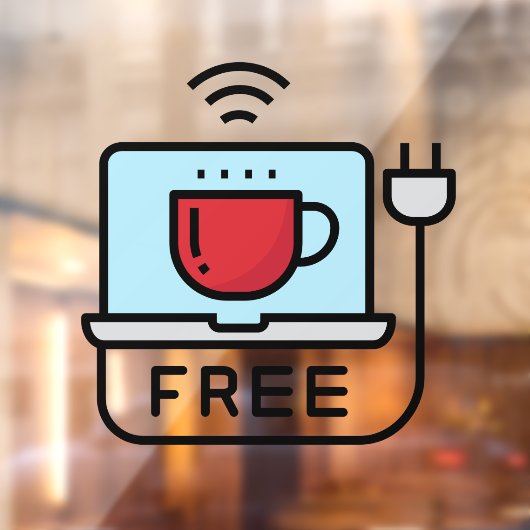 Gratis WIFI Netwerk Koffiewinkel Internet Wachtwoo Raamsticker (Vel 2)