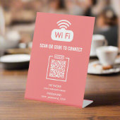 Gratis WIFI QR Code Netwerk Wachtwoord Roze Reclamebord Met Voetstuk