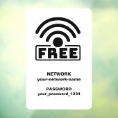 Gratis WIFI Verbind Netwerk & Wachtwoord Wit Raamsticker (Vel 3)