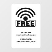 Gratis WIFI Verbind Netwerk & Wachtwoord Wit Raamsticker (Vel)