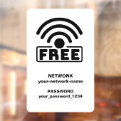 Gratis WIFI Verbind Netwerk & Wachtwoord Wit Raamsticker (Vel 2)