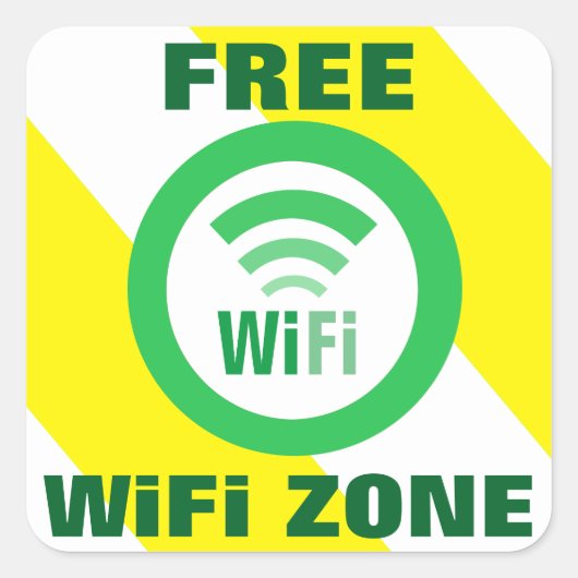 Gratis WiFi Zone Sign Vierkante Sticker (Voorkant)
