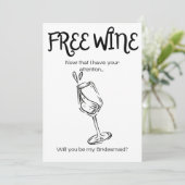 Gratis wijn - Aanzoek bruidsmeisje Bedankkaart (Staand voorkant)