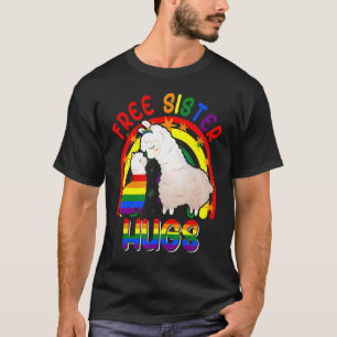 Gratis zuster knuffels twee lama's trots LGBT Rain T-shirt