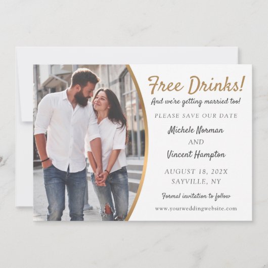 Gratis zwarte goudfoto's Casual sparen de datum Save The Date (Voorkant)