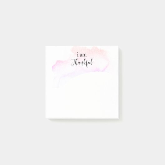 *~* Gratitude Affirmation Ombre Pink I AM THANKFUL Post-it® Notes (Voorkant)