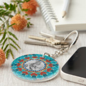 Gratitude Aqua Teal Mandala Custom Words & Photo Sleutelhanger (Voorkant Rechts)