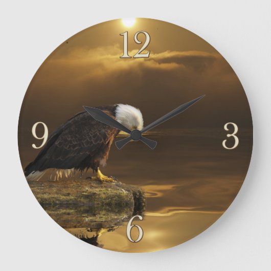 Gratitude Bald Eagle Spirituele Wildlife Clock Grote Klok (Voorkant)