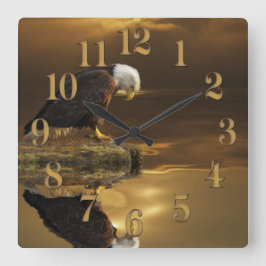 Gratitude Bald Eagle Spirituele Wildlife Clock Vierkante Klok