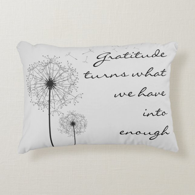 Gratitude Dandelion Pillow Accent Kussen (Voorkant)