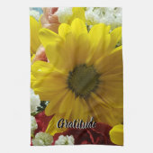 Gratitude Floral Yellow Daisy Photo Theedoek (Verticaal)
