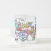Gratitude Funny Cartoon Creatures Matglas Koffiemok (Voorkant links)