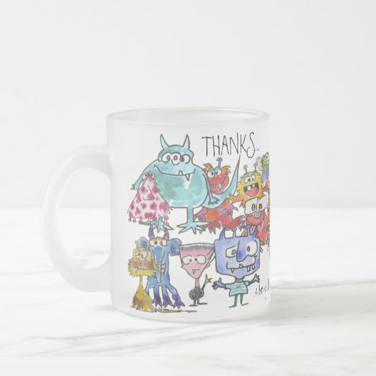 Gratitude Funny Cartoon Creatures Matglas Koffiemok (Links)