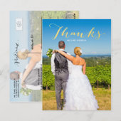 Gratitude Gold | Carte postale Mariage photo (Devant / Derrière)
