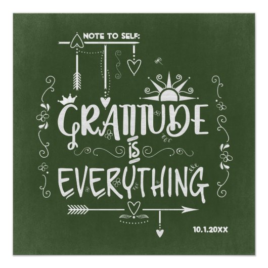 Gratitude is Alles-notitie voor Self Chalkboard Perfect Poster (Voorkant)